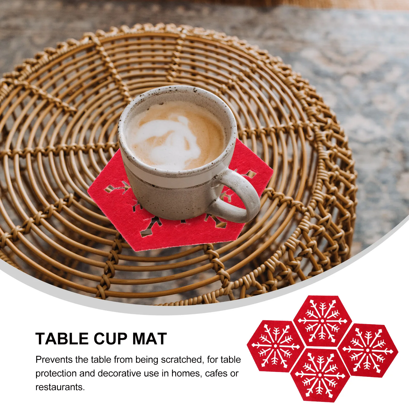 

4pcs Snowflake Coasters Table Mats Heat Resistant Christmas Cloth Place Mats for Home Cafe Party Decoration