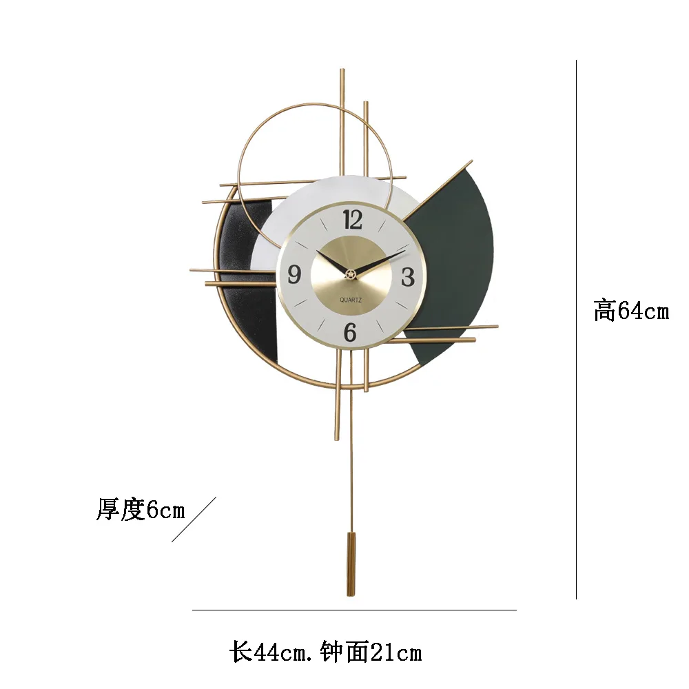 

Chinese Style Wall Clock for Living Room, Iron Swing Clock, Decorative Wall Clock, New