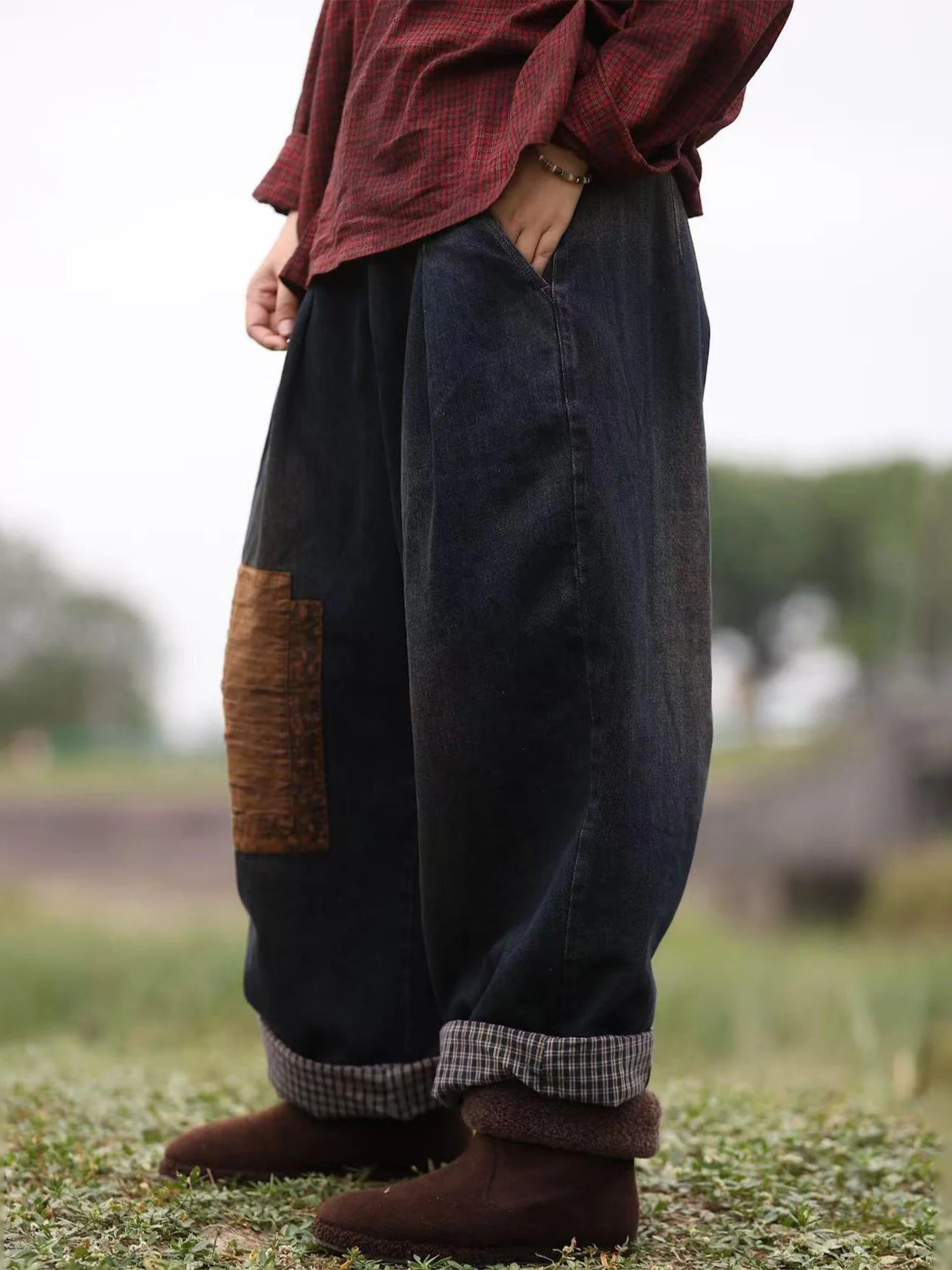 

Джинсы женские прямого кроя из чистого хлопка с эффектом потертости, винтажные, с цветными вставками, на молнии, осень-зима