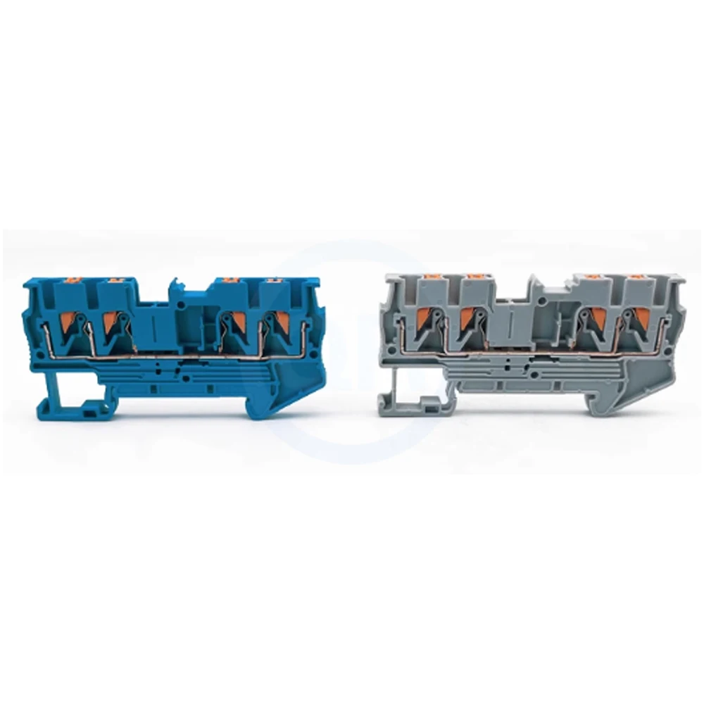 (5 pcs) PT2.5-QUATTRO Spring-Loaded Quick-Connect Terminal Block, 2-in/2-out Direct-Insert 2/2 Terminal Block PT2.5
