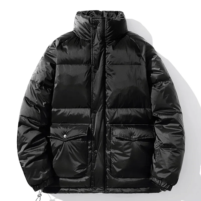 

New Black Blue Gray Thick Down Jacket In Winter, Men's Casual Youth, Loose Fattening And Plus-Size Warmth