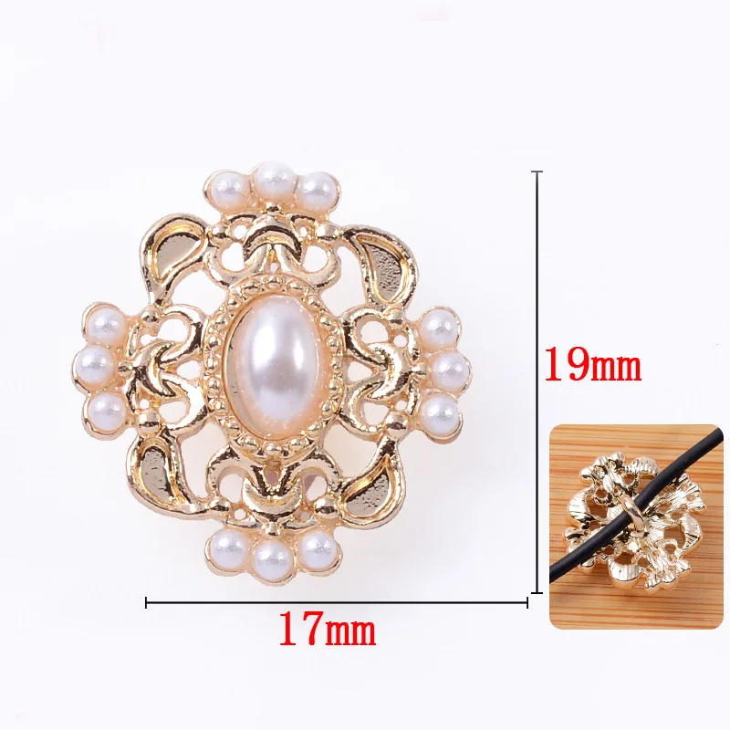 New 10Pcs/Lot 16 * 18MM Oval Pearl Rhinestone Jewelry Handmate DIY Wedding Invitation Shank Sewing Button Decoration