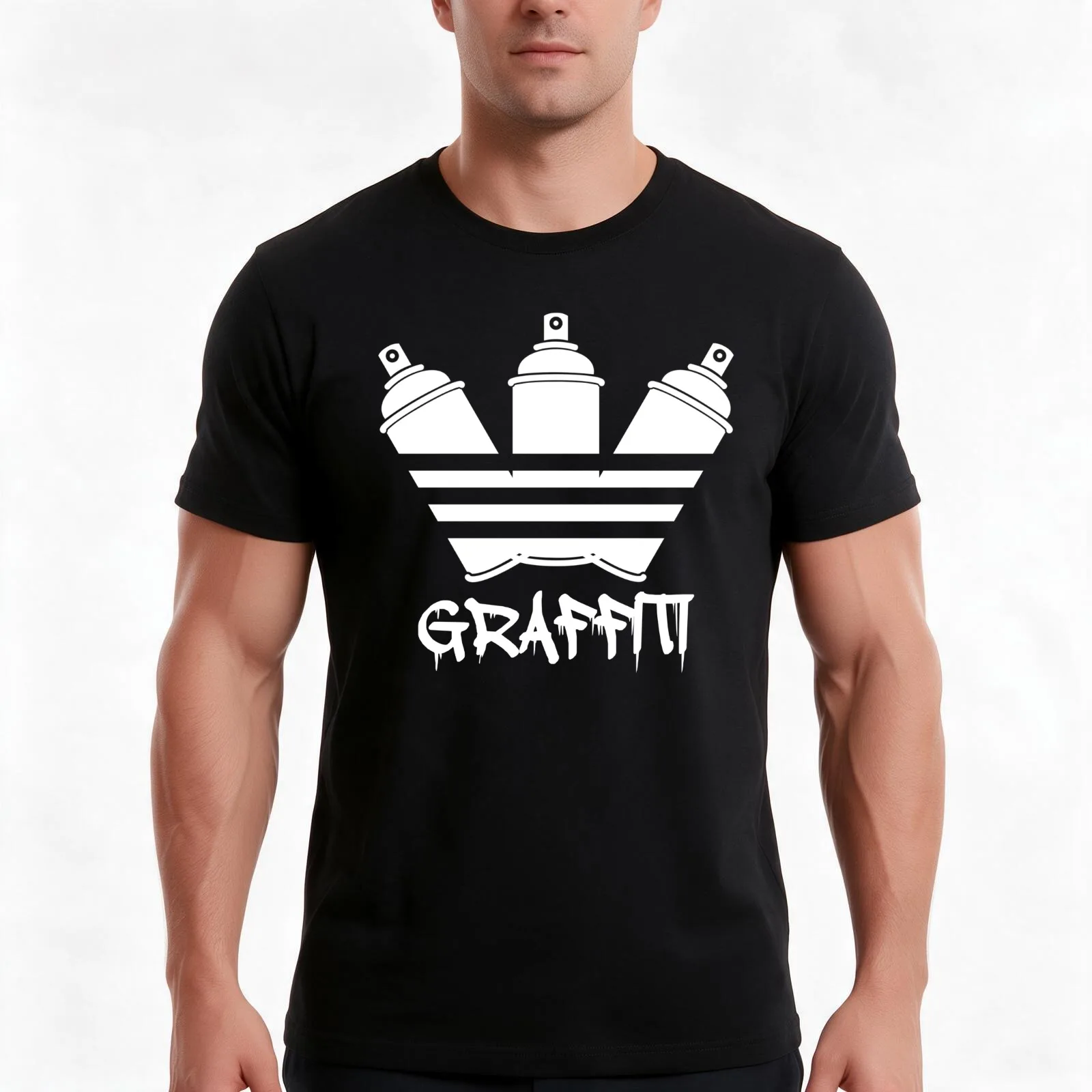 Graffiti Spray Cans T-Shirt Summer Casual Cotton Tee Oversized Streetwear Tops Vintage Graphic Print Loose Fit Short Sleeve