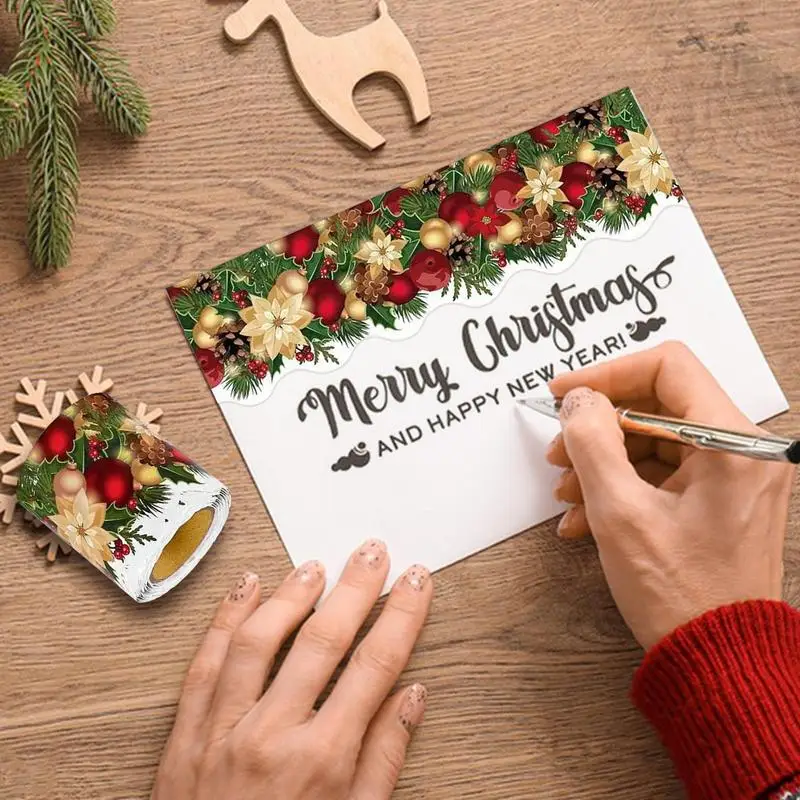 Christmas Border Trim Adhesive Holiday Window Stickers For Glass Decorative Window Border Decals Winter Board Roll Sticker