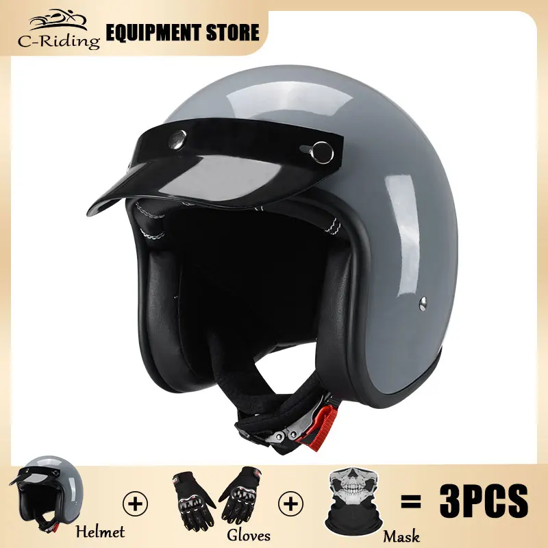 American Retro Half Helmet M L Xl XXl Motorcycle Helmet for  Electric Vehicles Motorbike Open Face Helmet Riding Equipment