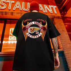 Amazing T Shirt Cotton Summer Man Oversized Double-sided Hells Angels Brotherhood Short Sleeve Tops Men's Clothing Graphics Tees