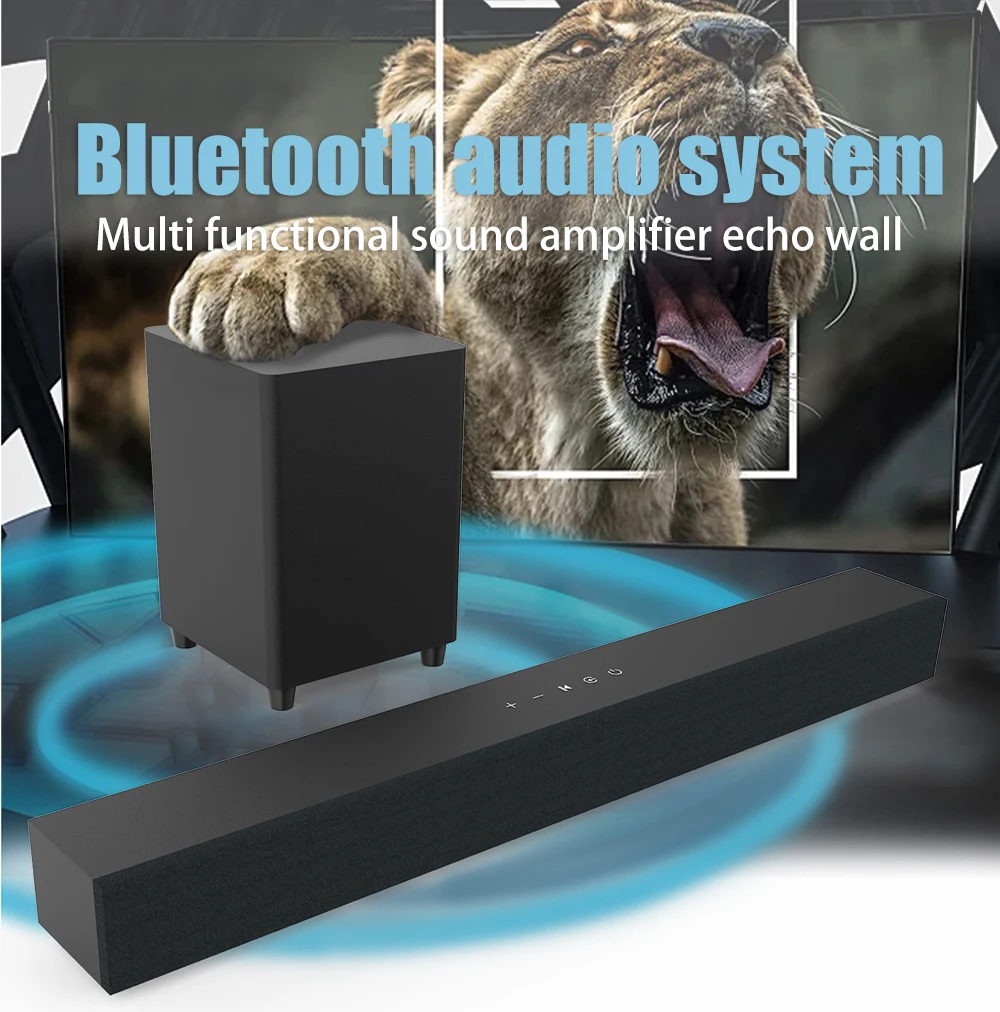 70W BS-65 TV Soundbar with Wireless Subwoofer, Home Theater Audio, Aux USB Optical Coaxial RCA Connections