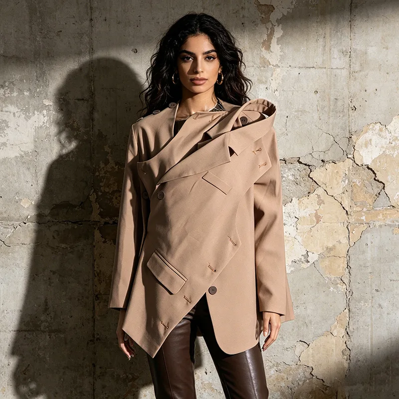 ZAMOR HIGH STREET Women's Deconstructed Two-Way Blazer Solid Color Design Sense Fashion Versatile Single-Breasted Suit Jacket 20