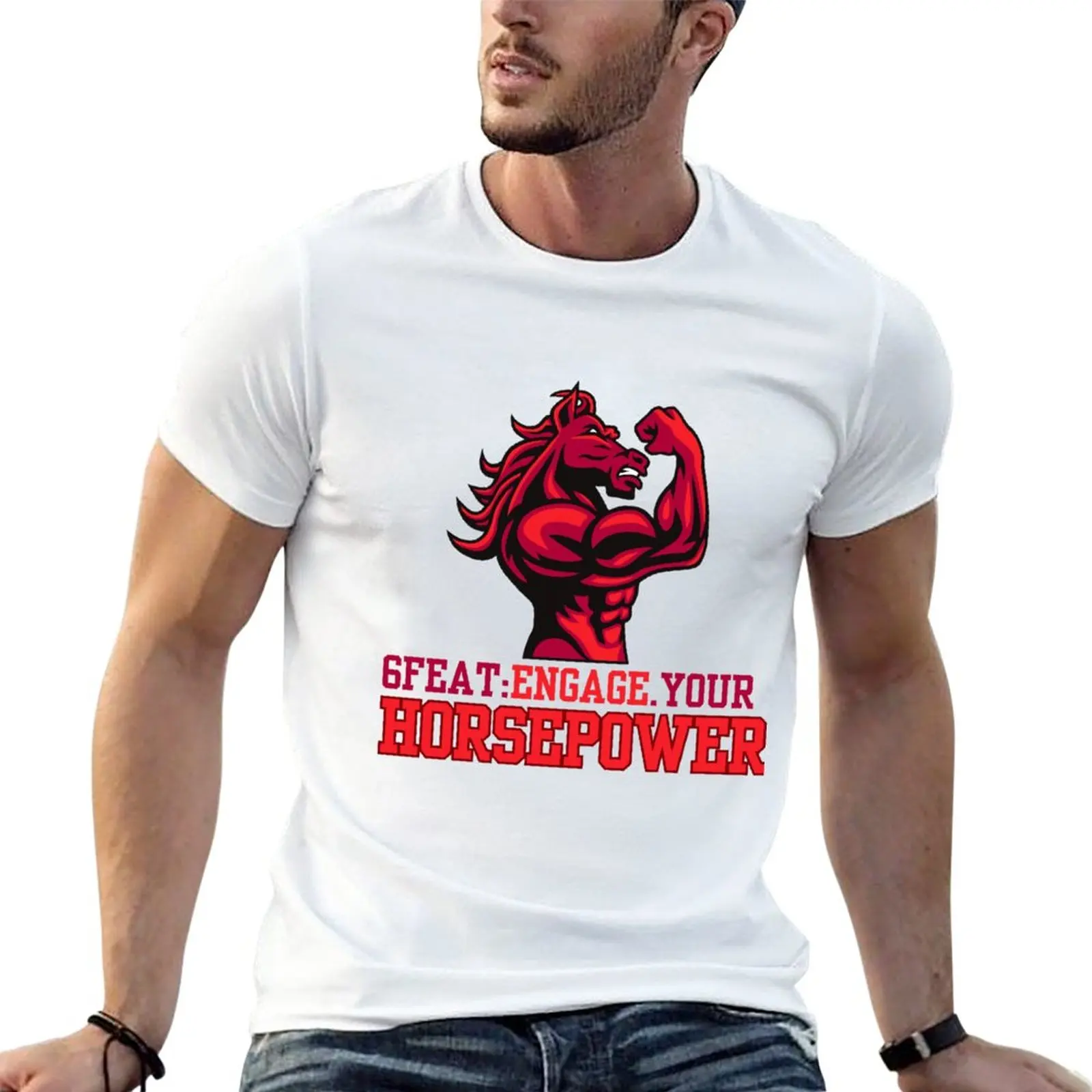 New 6F Engage Your Horsepower T-Shirt summer top Tee shirt boys t shirts plus size tops Short sleeve tee men