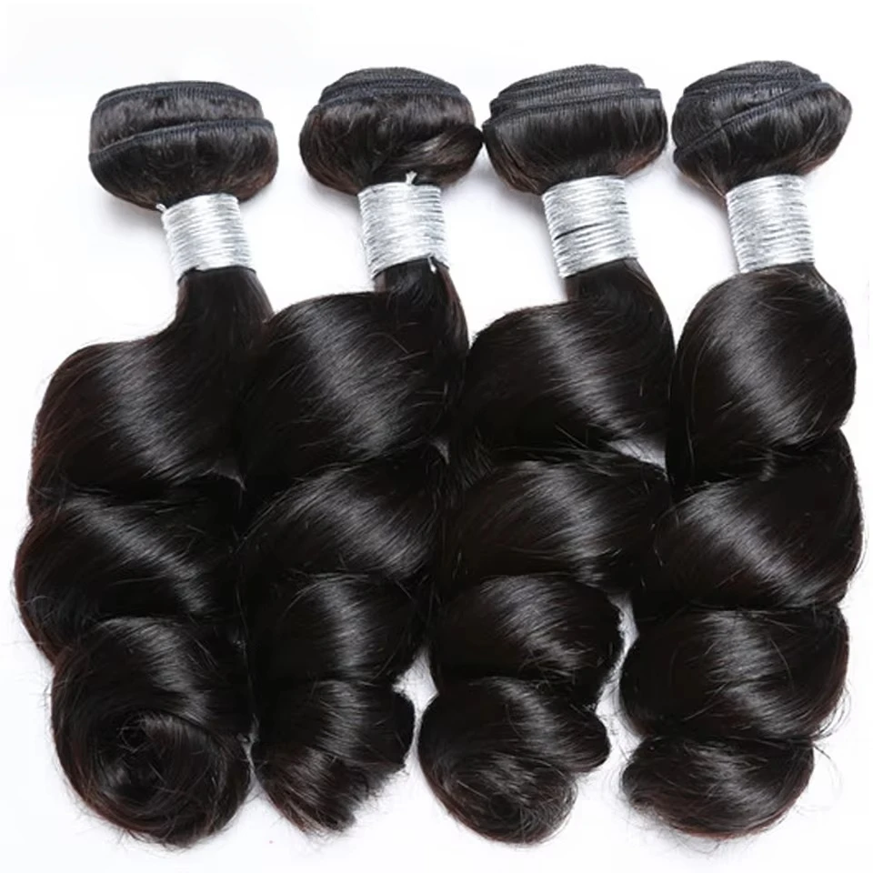 SoulGlow หลวม Wave Human Hair Bundles ปิดอินเดียผมสาน 4 PC รวมกลุ่มกับลูกไม้ปิด Wavy Human Hair Extension