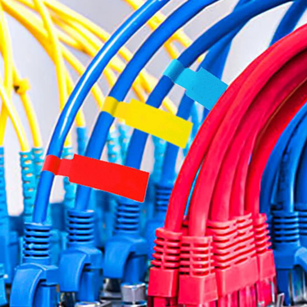 

24 Sheets Adhesive Cable Tags P-Shaped Multicolor Wire Markers for Organizing Electrical Cables in Home Office