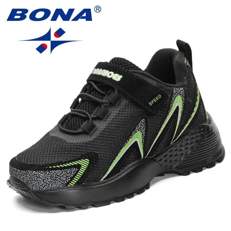 BONA 2023 New Designers Kids Jogging Footwear Comfy Trendy Sneakers Children\'s Boy\'s Breathable Walking Shoes Girls Flats Shoes