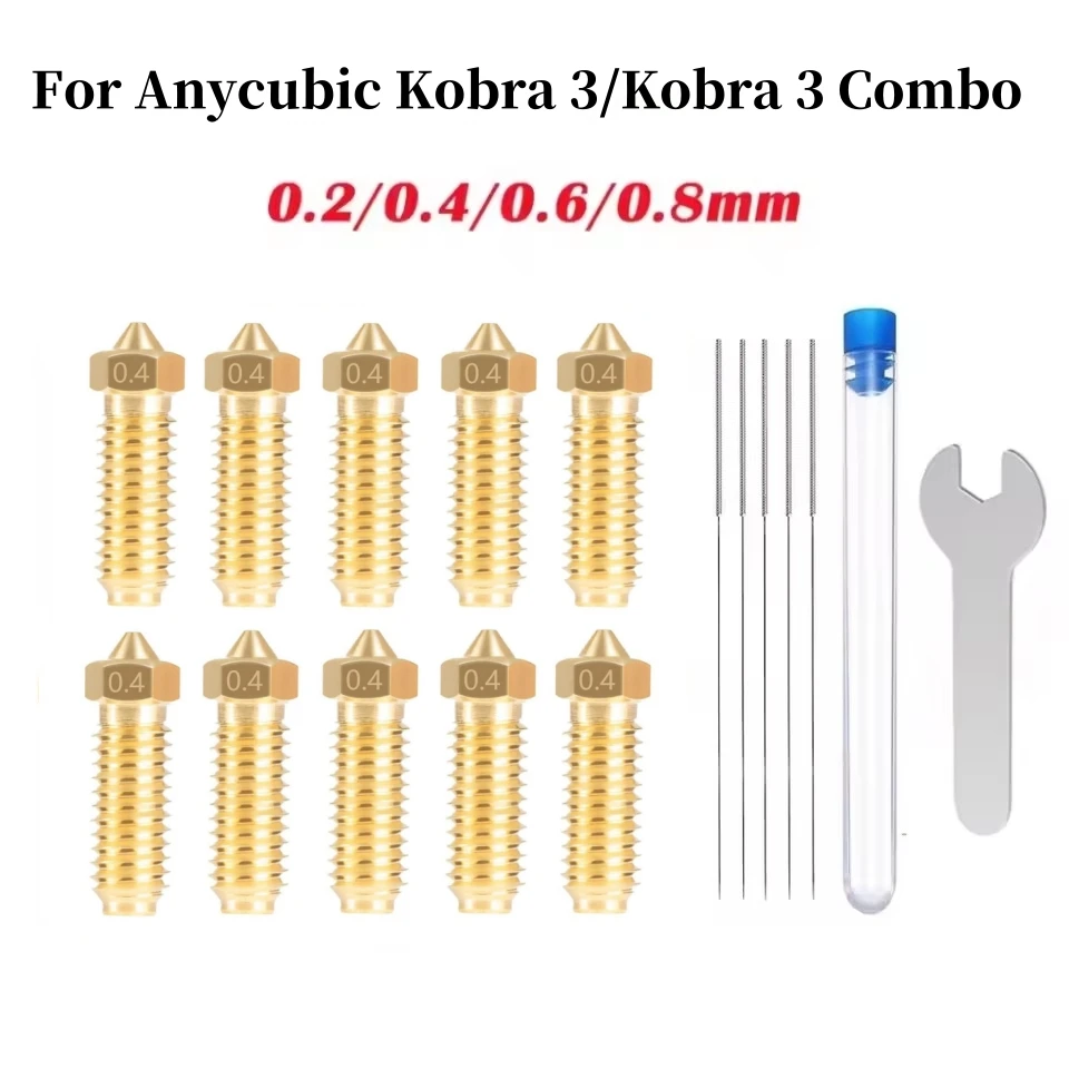 

10PCS Brass Nozzles for Anycubic Kobra 3, 3D Printer Parts 10PCS 0.4mm High Speed Nozzles Kit for Kobra 3, Kobra 3 Combo