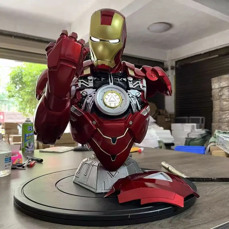 Iron Man actiefiguurmodel - Marvel verzamelspeelgoed halflang standbeeld borstportret voor fans van actiefiguren