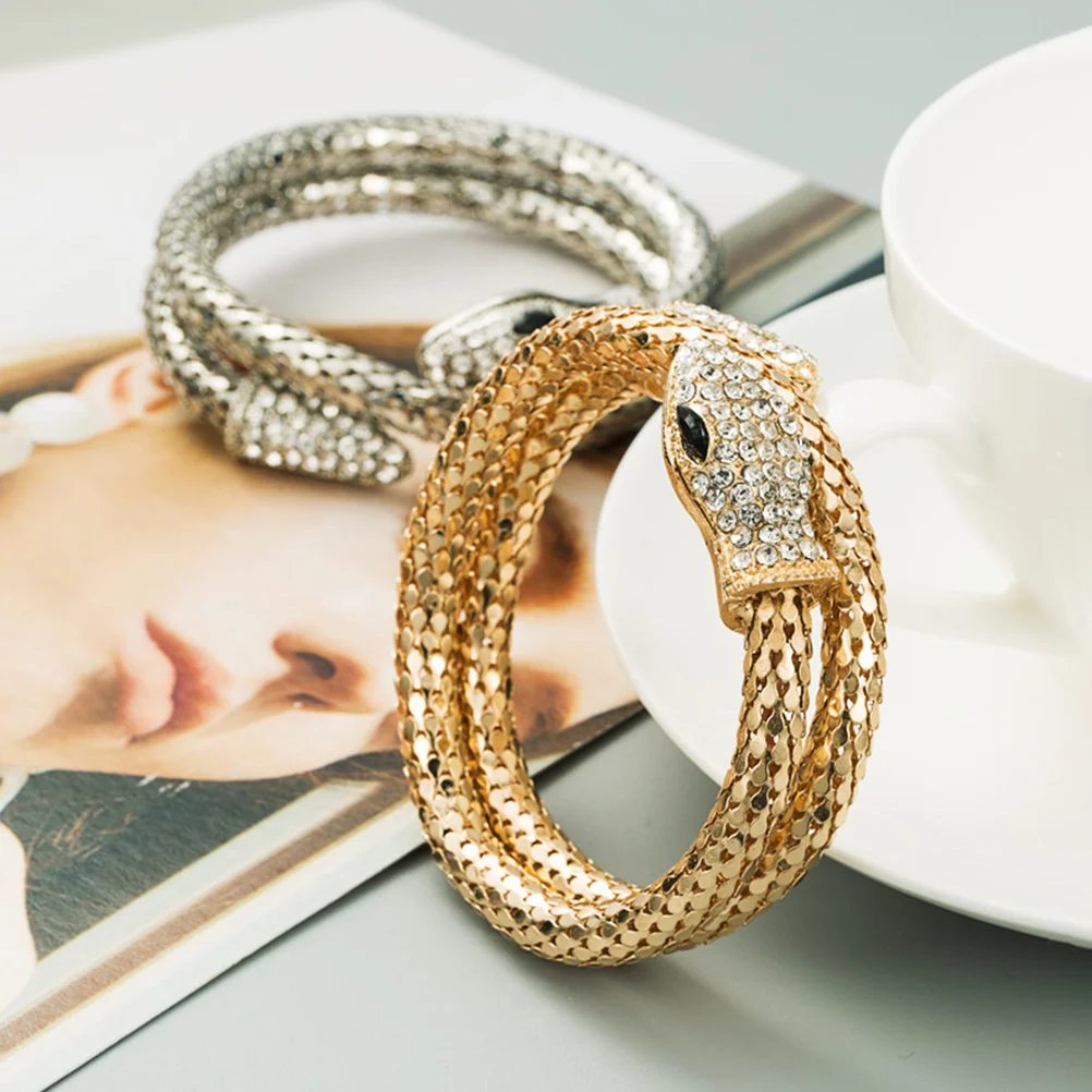 

Snake Bracelet Bangle Chic Cuff Bracelet for Women Girls Fashion Punk Minimalist Rhinestones Jewelry Accessory