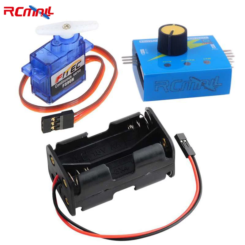 

Feetech FS90R 360 Degree 1.5KG Continuous Rotation Micro RC Servo with 3CH Digital Multi Servo Tester and AA Battery Holde Case