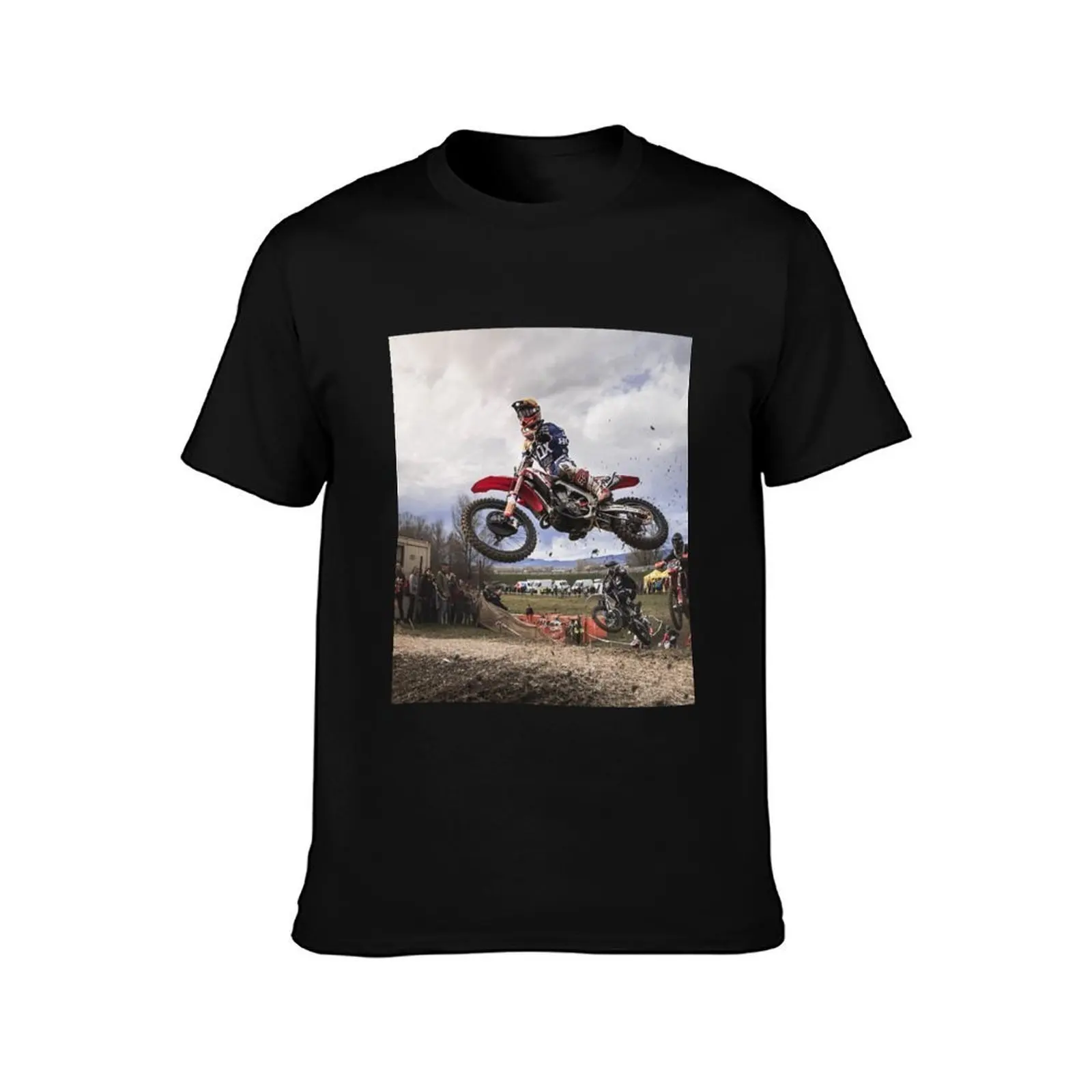 Motocross Racer Grabbing Big Air T-Shirt, Summer Casual Cotton Tee, Oversized Streetwear Tops, Vintage Graphic Print