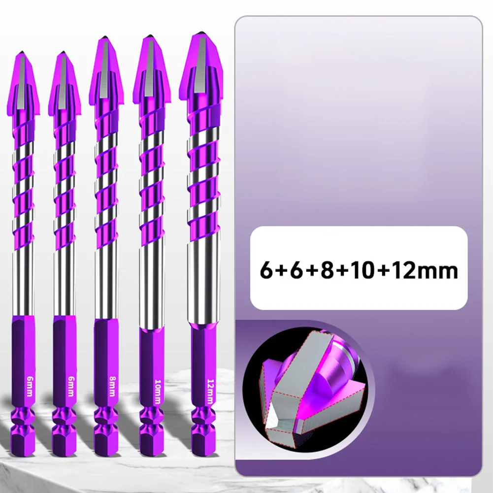 612mm Crooked Head Drill Bit for Tile Wood PVC Pipe For Drilling with Unique Bevel Head and Secure Hexagonal Shank