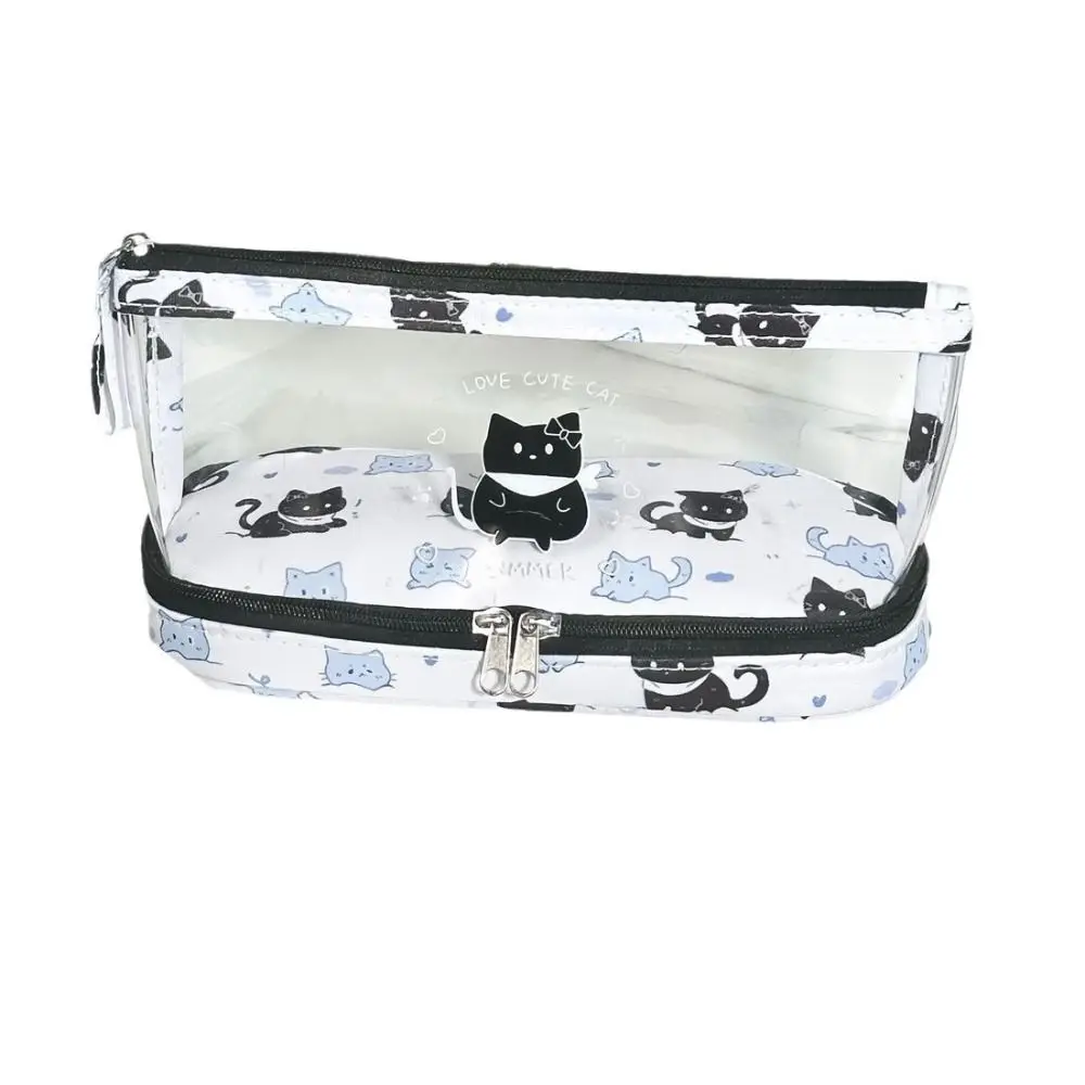 قماش مقلمة شفافة الكرتون فراشة هريرة طالب قلم رصاص الحقيبة Kapibala الحد الأدنى نمط القرطاسية حقيبة التخزين