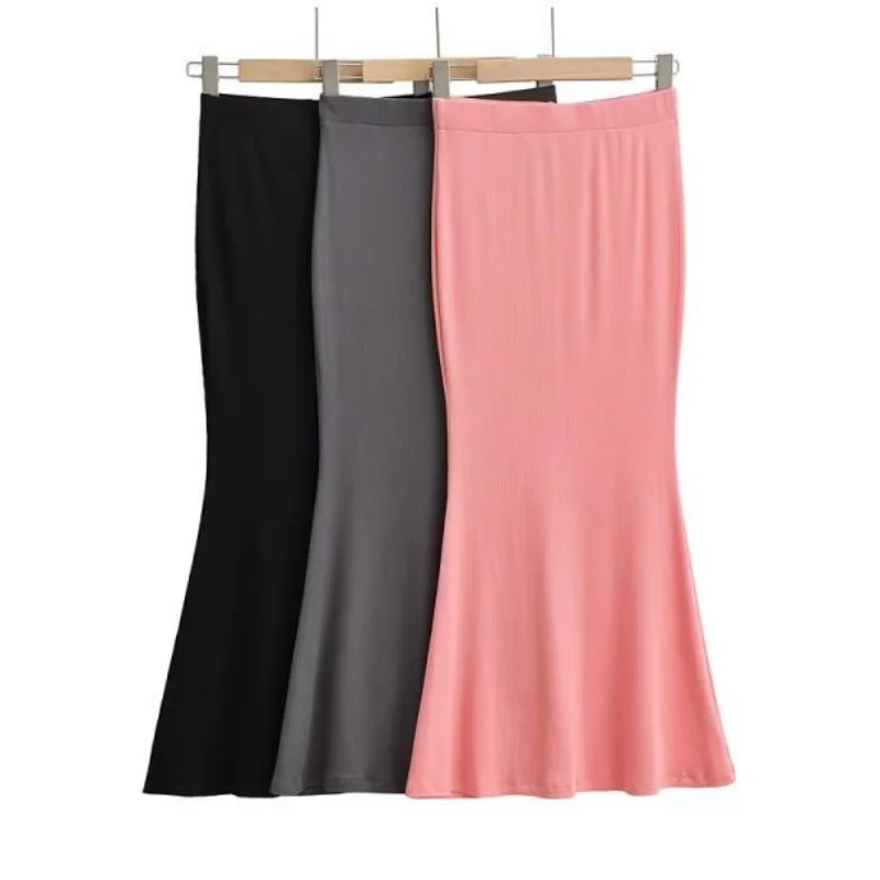 

Sexy Bodycon High Waist Long f Skirt Split Fi Tail Pure Color Spring 2026 Casual Polyester Fiber A-Line Skirt