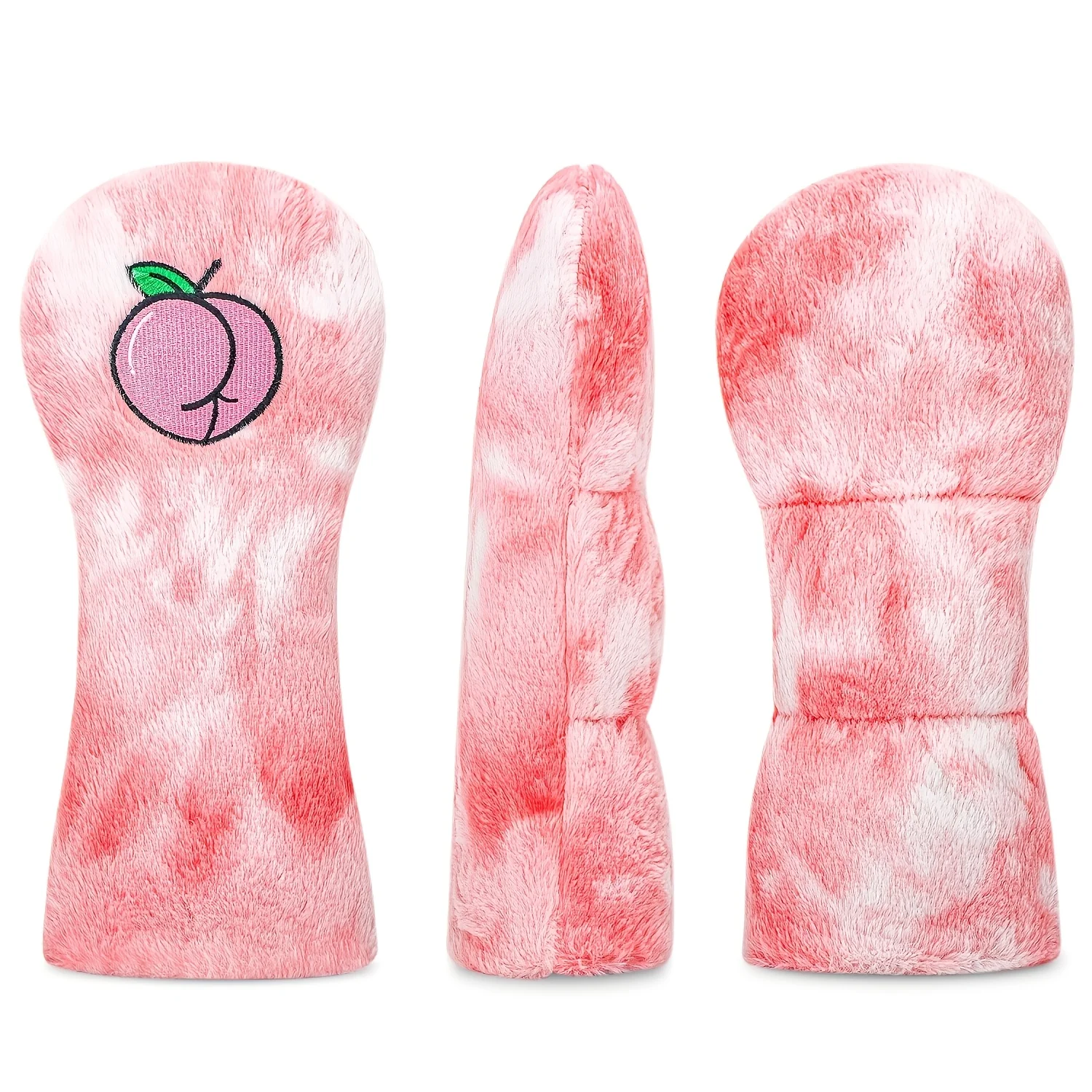 1pc/3pcs Plush Peach Design Golf Head Covers, Fits Driver, Fairway Wood & Hybrid Clubs, Unisex,Durable Stylish Club Protective image 2