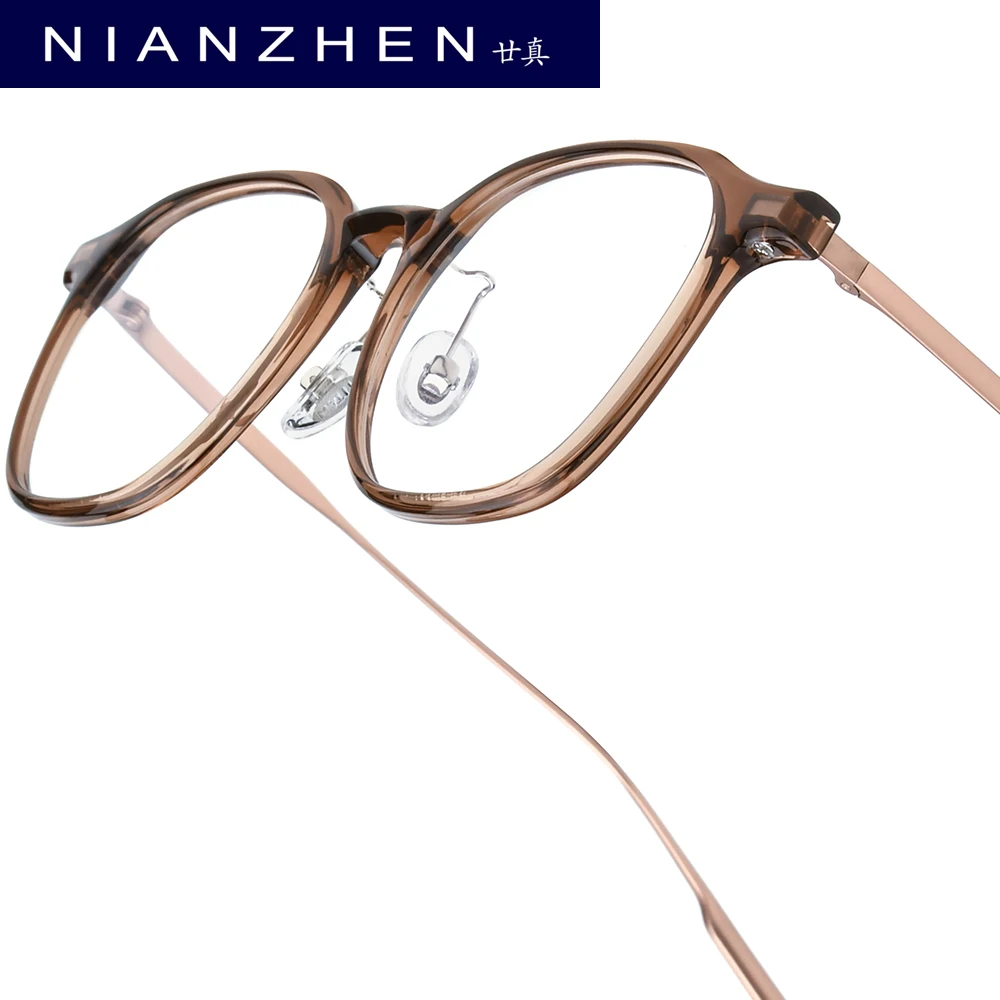 

NIANZHEN Titanium Eyeglasses Women New Square Brand Design Glasses Frame Men Ultralight-Weight Retro Eyewear Spectacles 8716