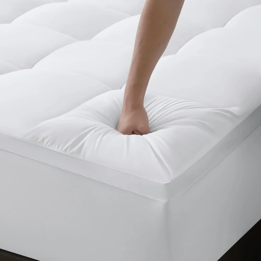

King Mattress Topper, Extra Thick Pillowtop, Cooling and Plush Mattress Pad Cover for Back Pain,Soft Mattress Protector Cover wi
