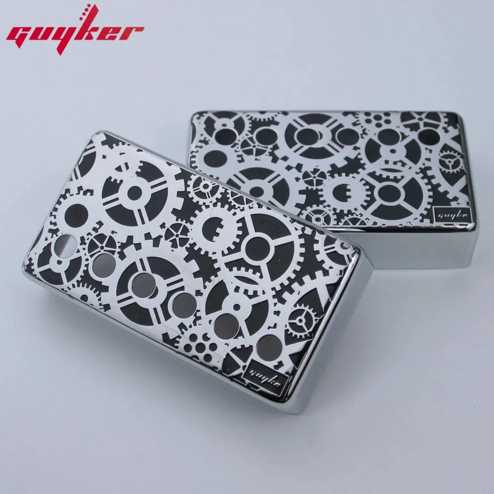 Guyker 1 set of white copper material double coil pickup cover with gear pattern, available in multiple colors,50/52mm
