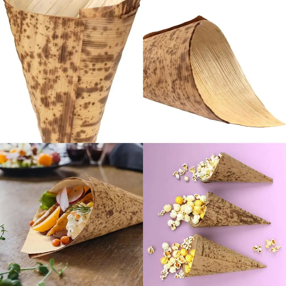 

Бамбуковые конусы для закусок на 300 штук, 6,7 x 3, премиум-класса и одноразовые, идеально подходят для общественного питания и вечеринок