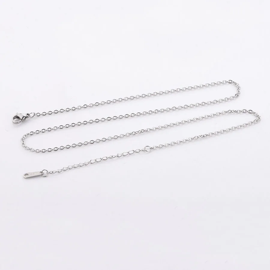 20pcs 2mm stainless steel chain necklace with engraved long hang tag DIY chain accessory with chain base chain 45+5cm