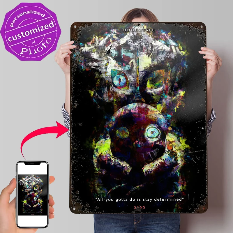 Undertale 3D Texture Printed Poster Customized Wall Art Vintage Metal Tin Signs for Home Decoration Garage Accessories Wand Deko