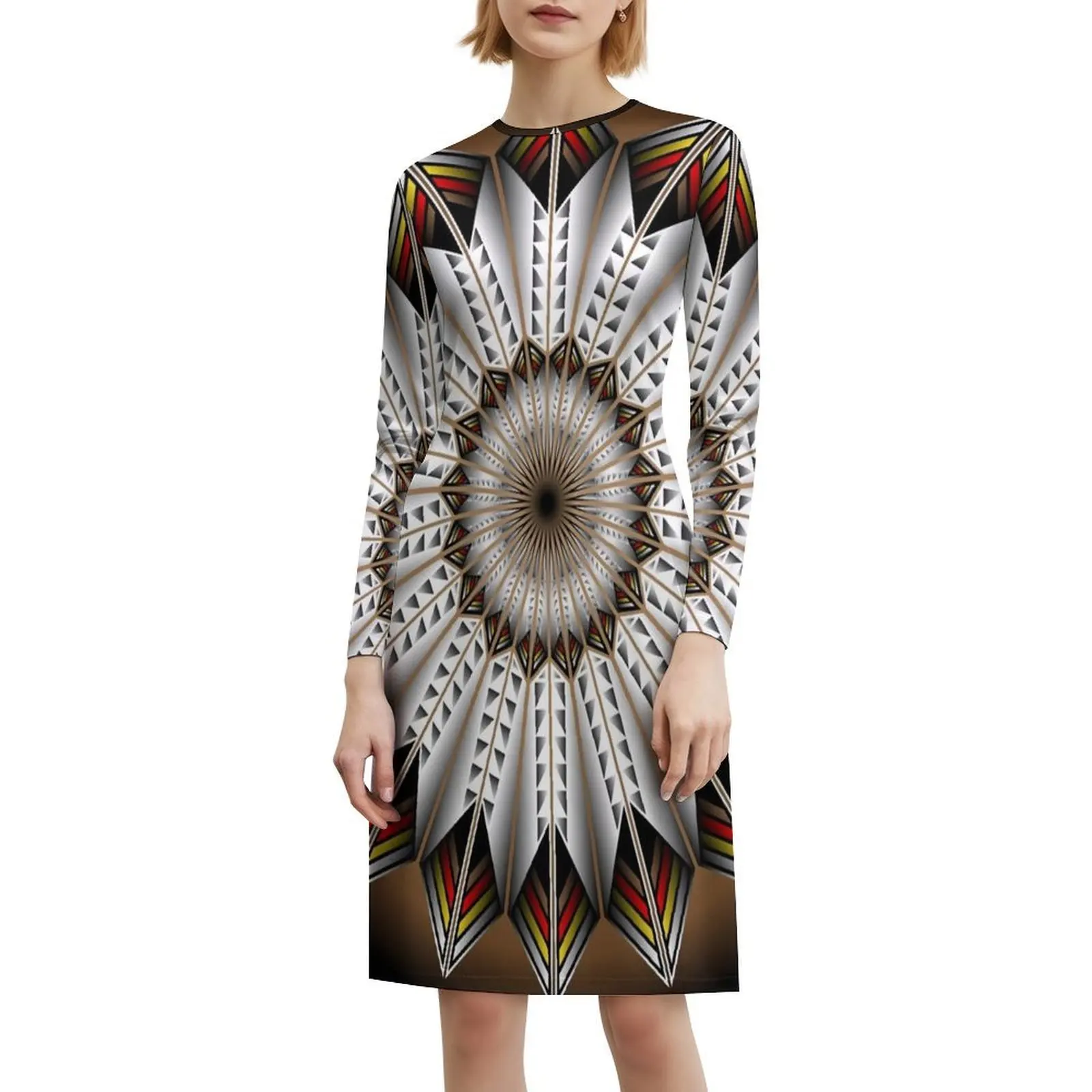 فستان بتصميم ريش أصلي على شكل قلب فستان أنيق للحفلات الصيفية للنساء على شكل نسر ميلفين بيرد لاكوتا سيركل طبيعي #6