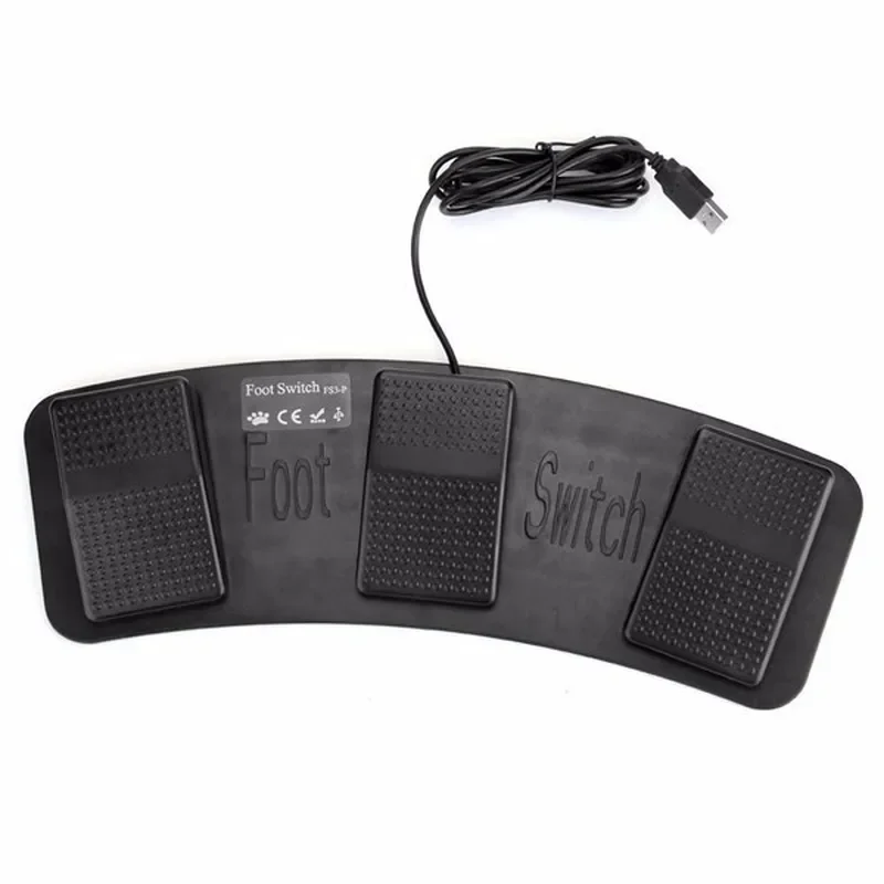 3 Position HID USB Foot Switch Plastic Pedal Controller FS3-Pusb for PC Gaming Office Hands Free Control Ergonomic Design