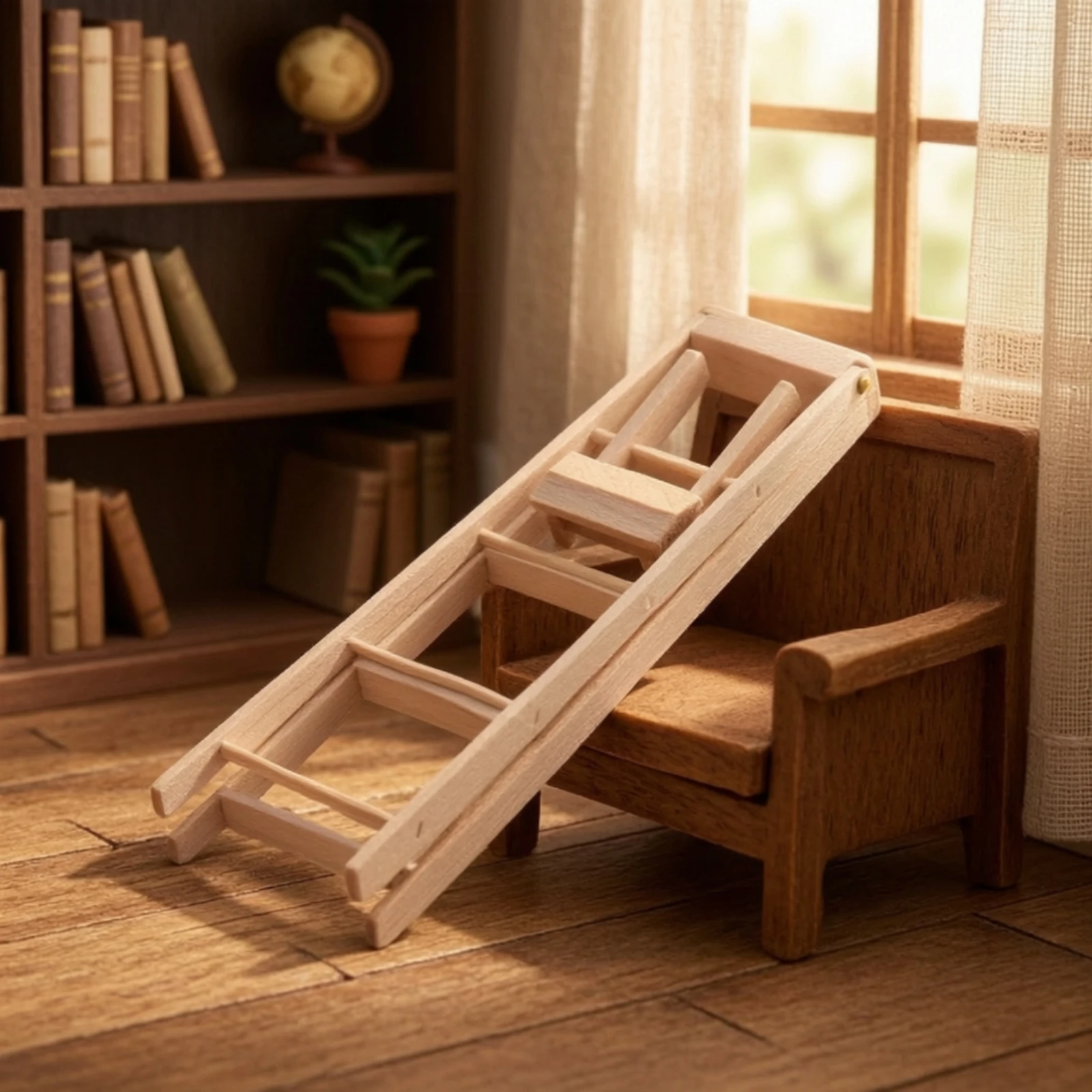 Miniature Step Ladder Wooden Dollhouse Step Ladder Folding Versatile for Crafters, Craft Display