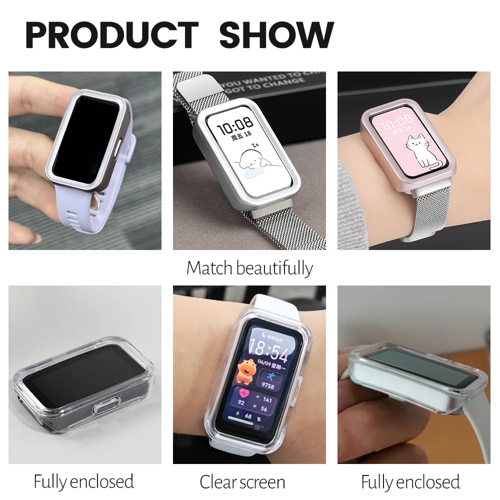 화웨이 밴드 10 9 8용 PC 중공 케이스 보호 쉘 범퍼 보호 커버 (코레아 화웨이 밴드10 NFC 9 8 NFC 액세서리)