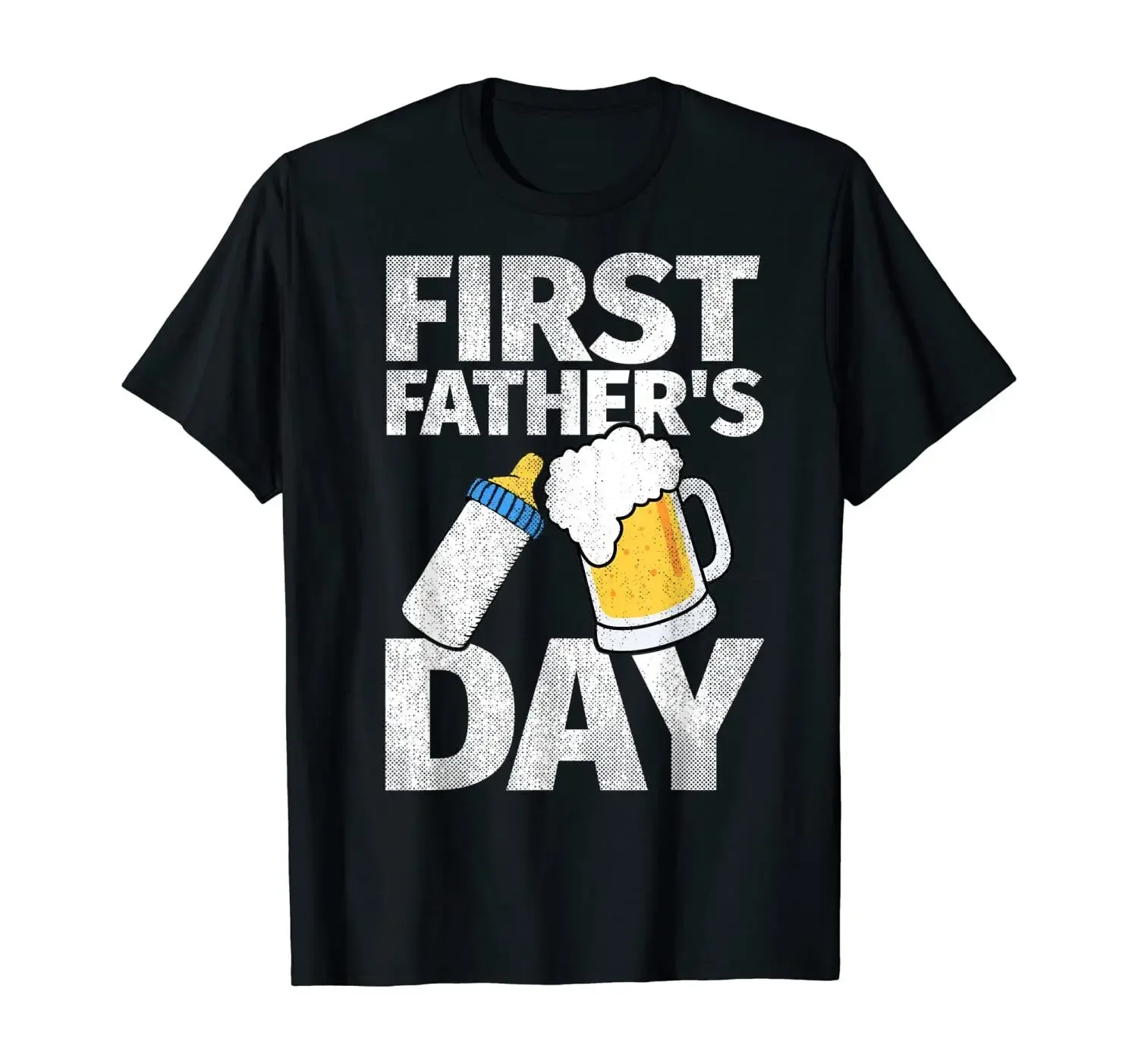 USA Mens First Father's Day Gifts T shirt Beer Baby Bottle Dad Daddy