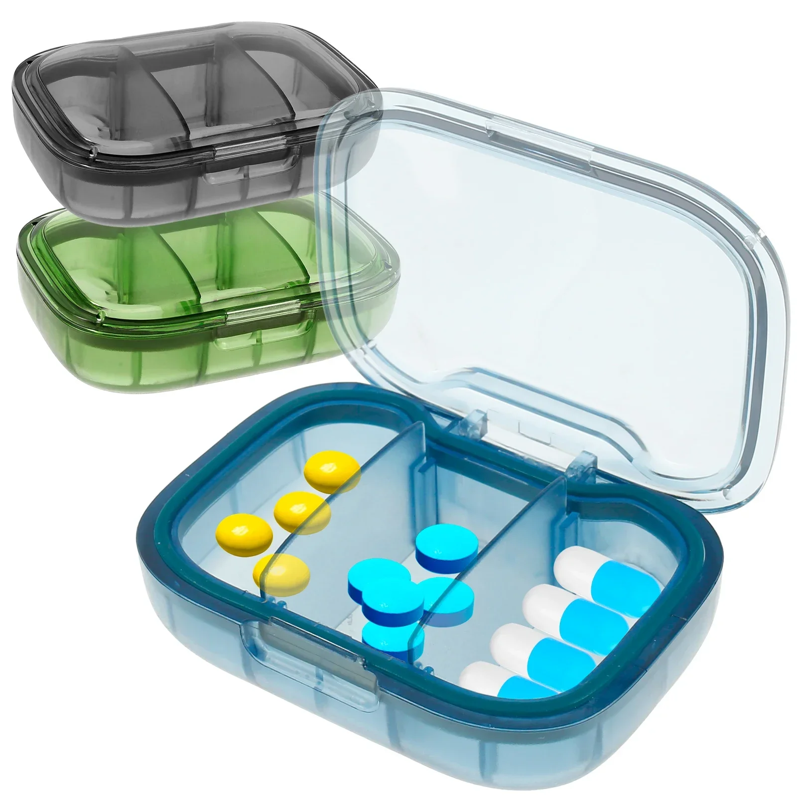 3Pcs 3 Compartment Pill Box Moisture Proof Pill Case Sealing Strip Fit 2-4 Days Travel Pill Organizer Travel Pill Container