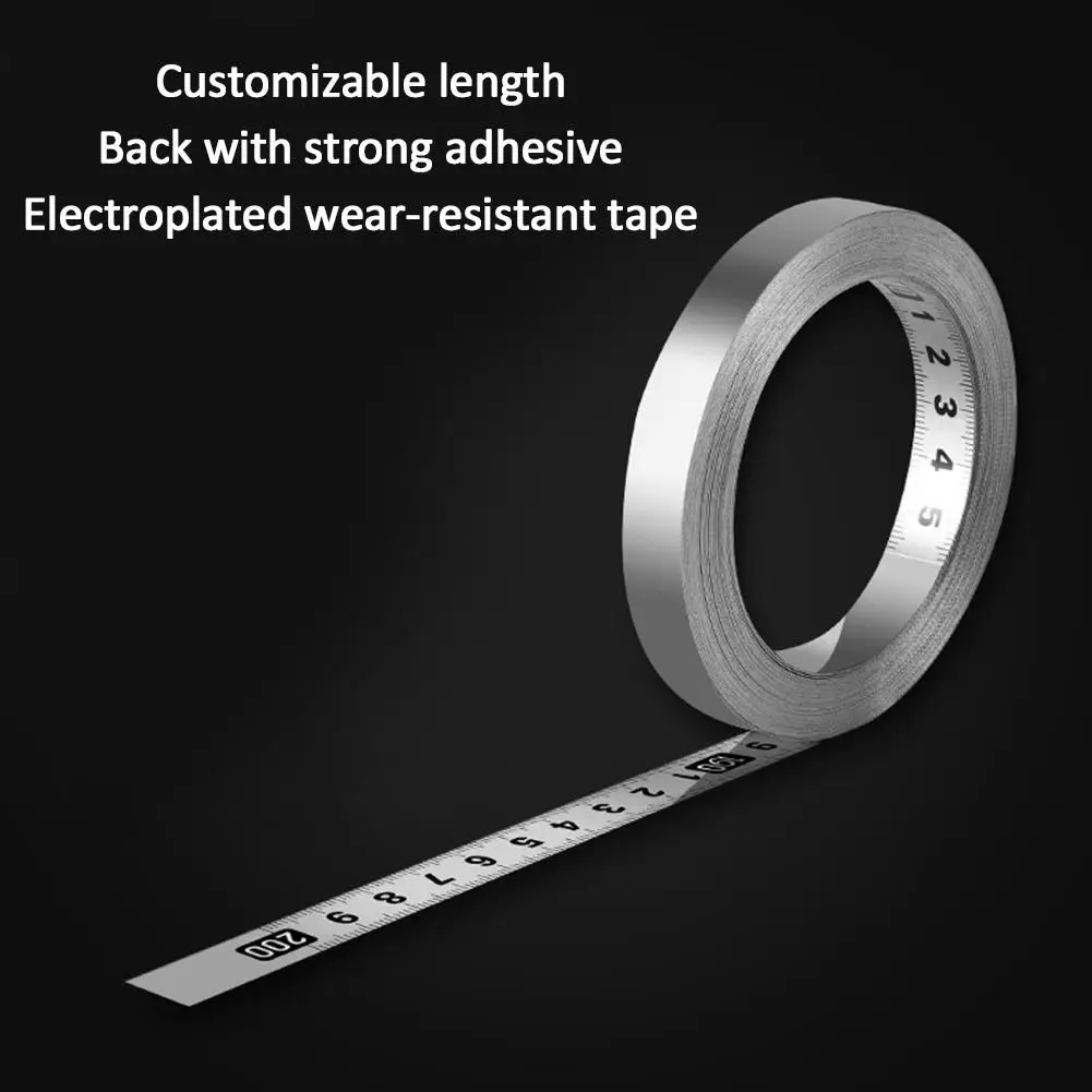 Self-Adhesive Measuring Tape Stainless Steel Workbench Ruler Adhesive Backed Tape Measure Metric Scale Rust-Proof Ruler