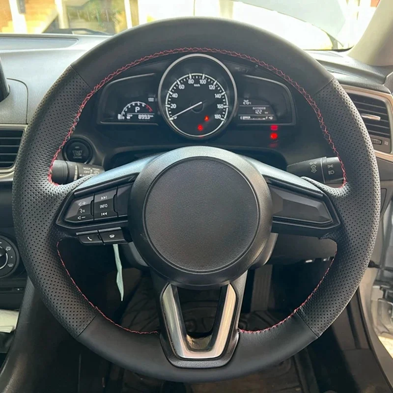 

DIY Artificial Leather Black Car Steering Wheel Cover For Mazda 3 Axela 2017-2018 Mazda 6 Atenza CX-3 CX-5 CX-9 Car Accessories