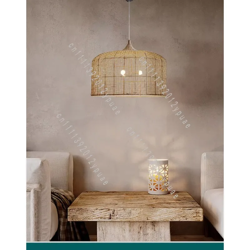 Hand Weaved Rattan Bamboo Decorative Cover, Rustic Japanese Style Ornament for Homestay Cafe and Dining Area