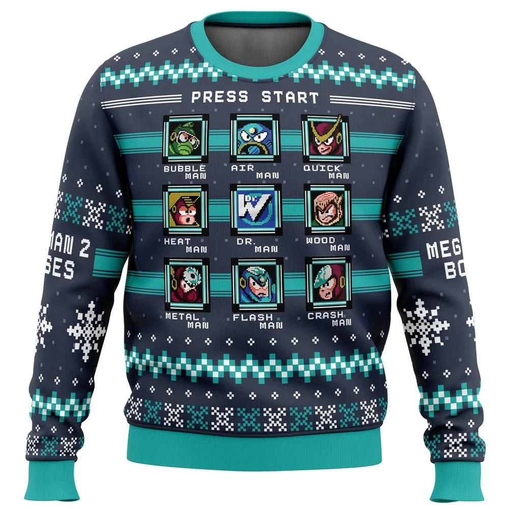 Mega Man Mega Holiday Ugly Christmas Sweater Gift Santa Claus Pullover Men 3D Sweatshirt And Top Autumn And Winter Clothing