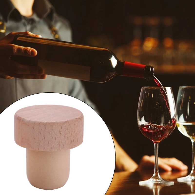 24Pc Wine Bottle Corks T Shaped Cork Plugs For Wine Cork Wine Stopper Reusable Wine Corks Wooden And Rubber Wine Stopper