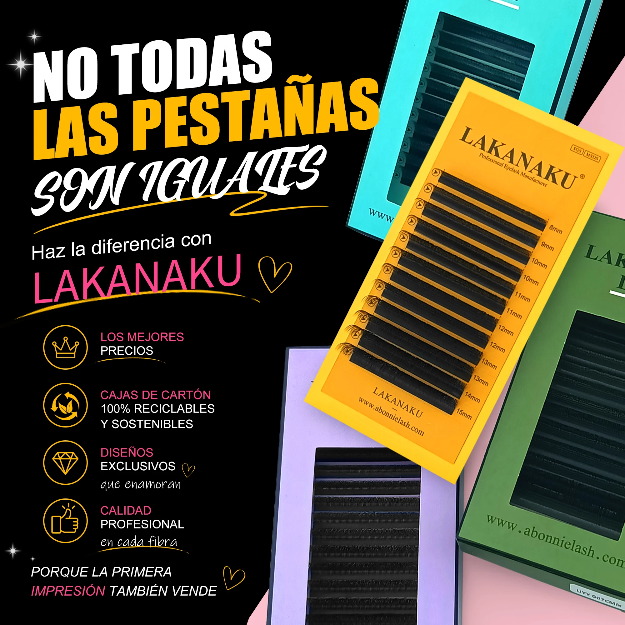 LAKANAKU Brazilian W-shaped Lash Bundles Speedy YY 5D W Clover Cilios Premade Fans Lash Extensions Paper Box