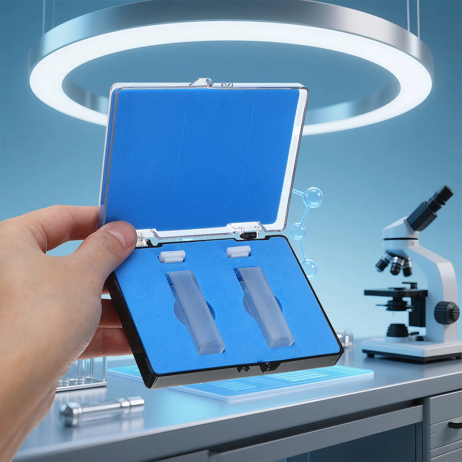 

2Pcs Quartz Cuvette 10mm Size Durable Sample Container for Laboratory Spectrophotometer Accurate Measurement Quartz Cuvette