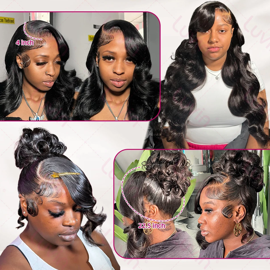 Luvin 250% HD 13x6 الدانتيل الجبهة باروكة من شعر طبيعي 40 42 بوصة شفافة الجسم موجة 6x6 إغلاق البرازيلي ريمي 13x4 الدانتيل شعر مستعار أمامي