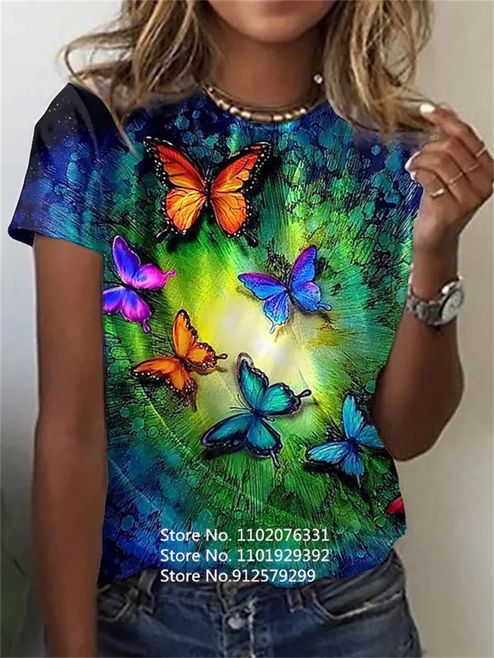 2023 Fashion Blouses Women T-Shirts Lovely Butterfly 3d Print T Shirt Summer Casual Girls Kawaii Female T Shirt