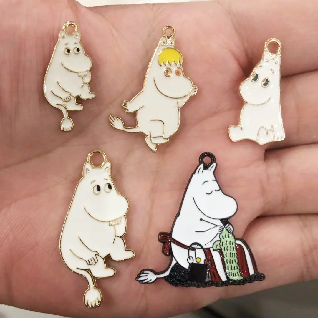 10 unids/lote de colgantes esmaltados de hipopótamo de dibujos animados bonitos para pendientes DIY, joyería para hacer pulsera, llavero, accesorio de joyería