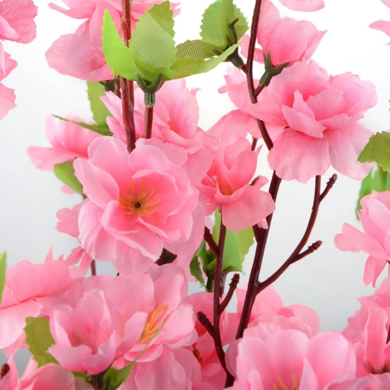 Artificial Peach Blossom Flowers Bouquet for Home Room Decor Wedding Decoration Garden Fake Flower Arrangement Outdoor Ornament
