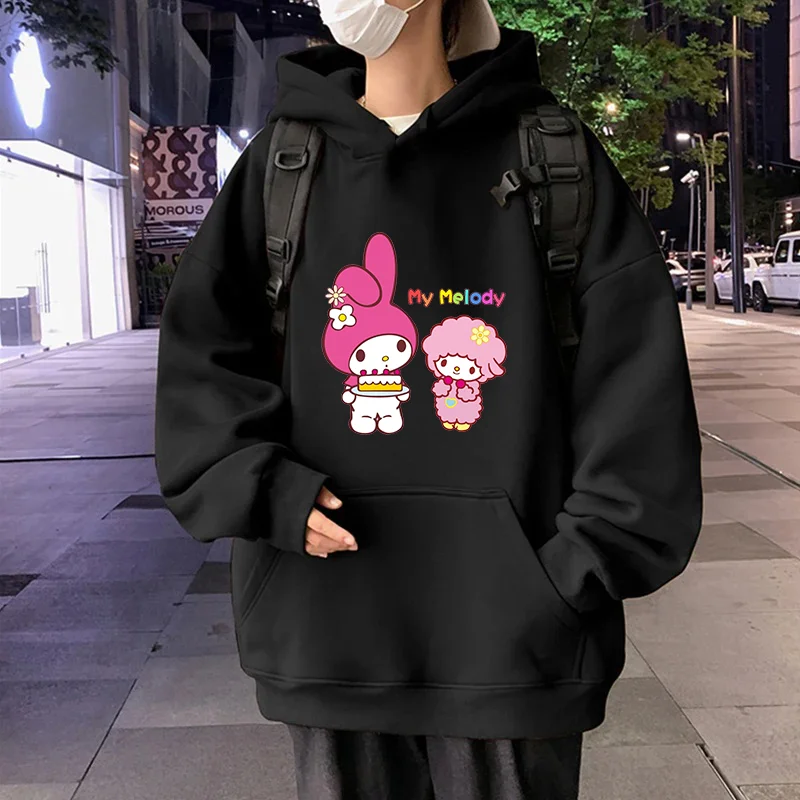 Kawaii My Melody casual cute print unisex hoodie spring and autumn Sanrio cartoon casual sports street print hoodie