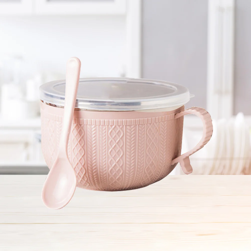 

1Pcs Stainless Steel Lunch Box Insulated Food Containers Pink Arched Handle Compact Design Suitable Home Work School